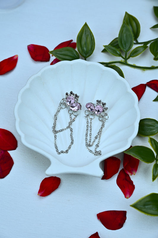Blush Pink Chain Drape Earrings