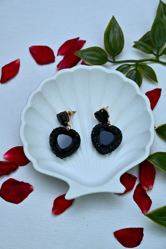 Noir Romance Heart Earrings