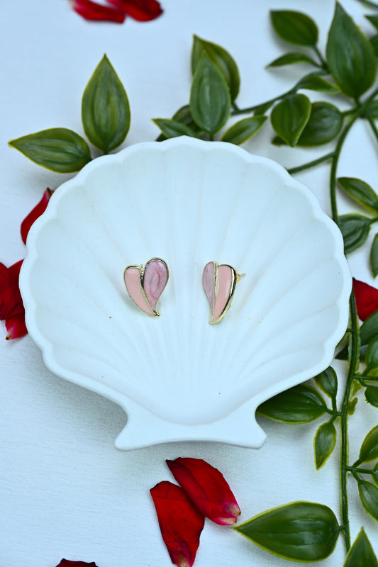 Blush Heart Stud Earrings – Dual Tone Pink