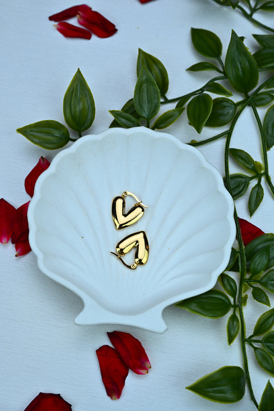 Puffed Heart Hoops – Gold