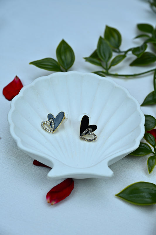 Midnight Bloom – Enamel Heart Studs