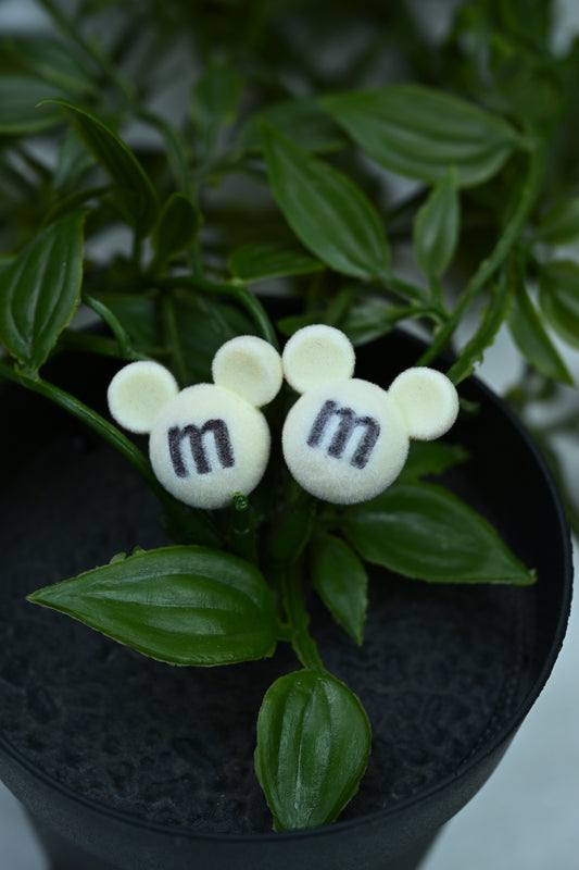 M Initial Mouse Stud Earrings