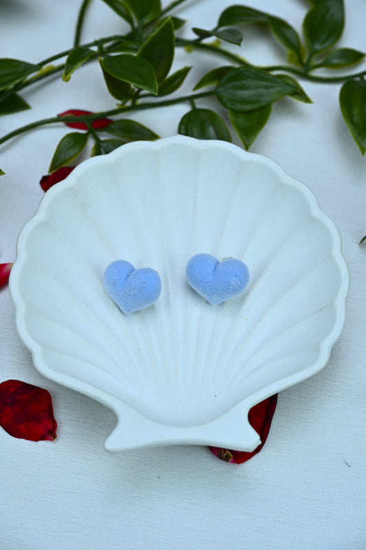 Fuzzy Heart Stud Earrings