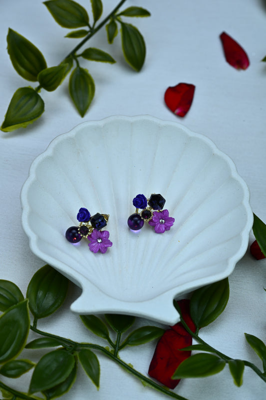 Crystal Bloom Stud Earrings – Midnight Violet