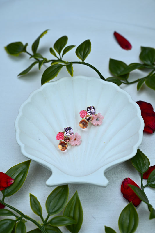 Crystal Bloom Stud Earrings – Rosé Garden