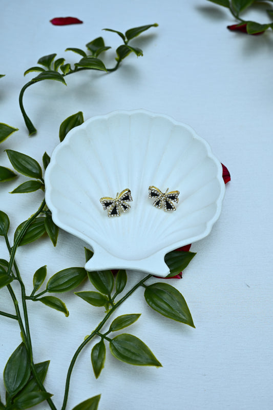 Elegant Black Bow Earrings