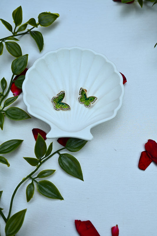 Green Butterfly Stud Earrings