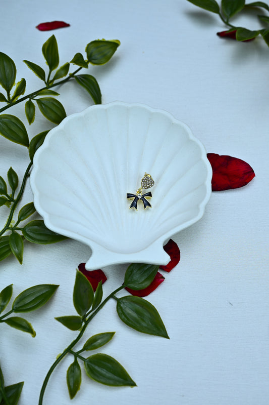 Chic Black Bow and Heart Stud Earrings