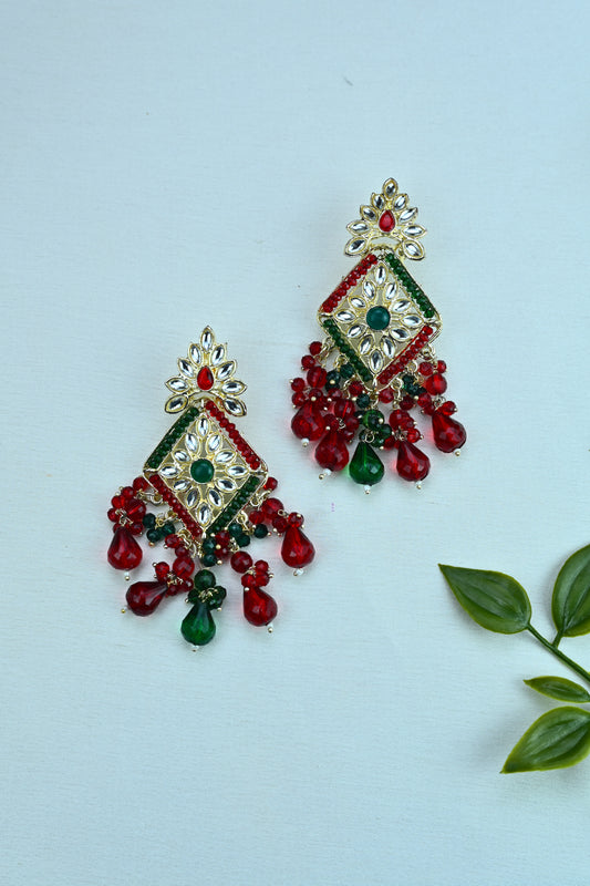 Red & Green Dangler Earrings