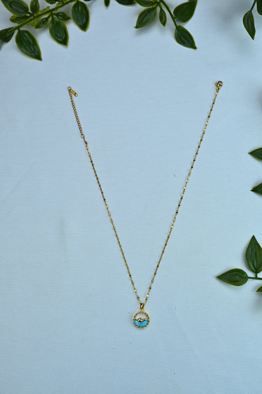 Turquoise & Pearl Pendant Necklace (Gold/Silver Options)