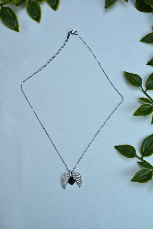 Heart with Sparkling Wings Pendant Necklace