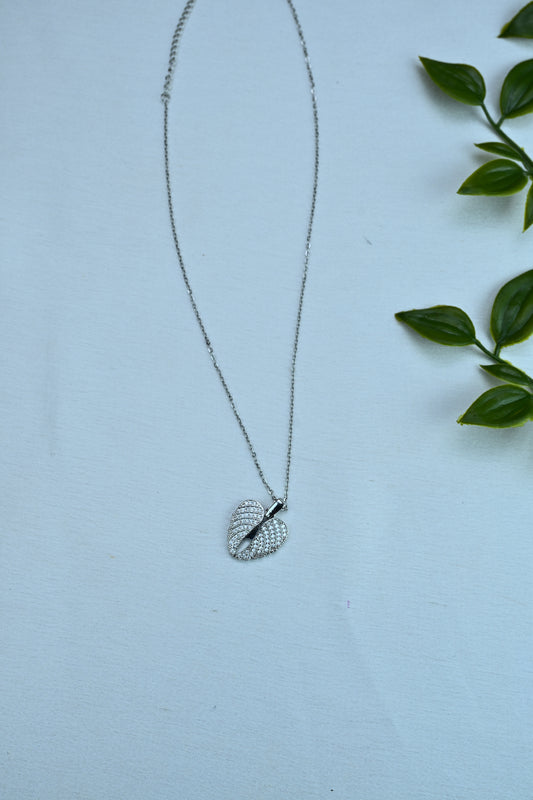 Heart with Sparkling Wings Pendant Necklace