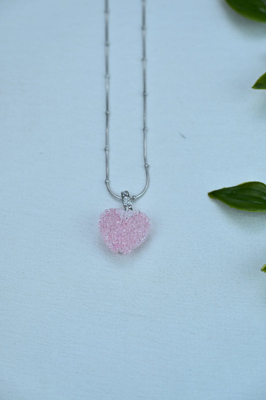 Delicate Pink Heart Pendant Necklace