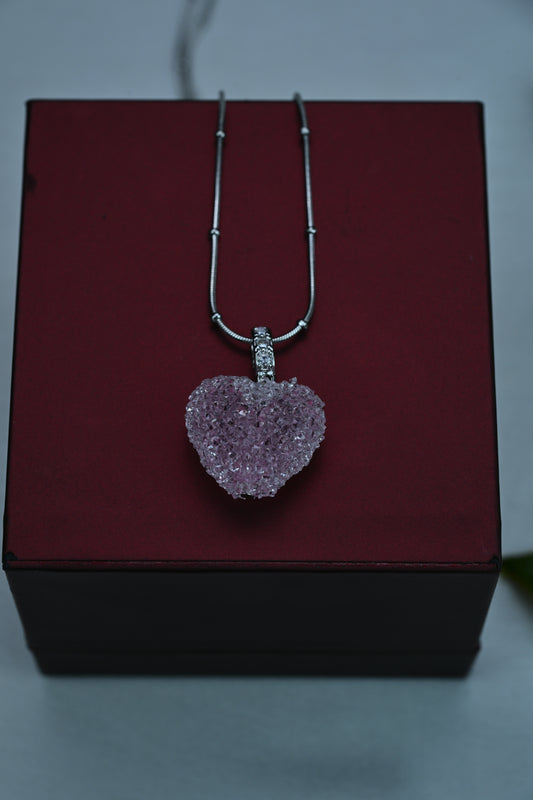 Delicate Pink Heart Pendant Necklace