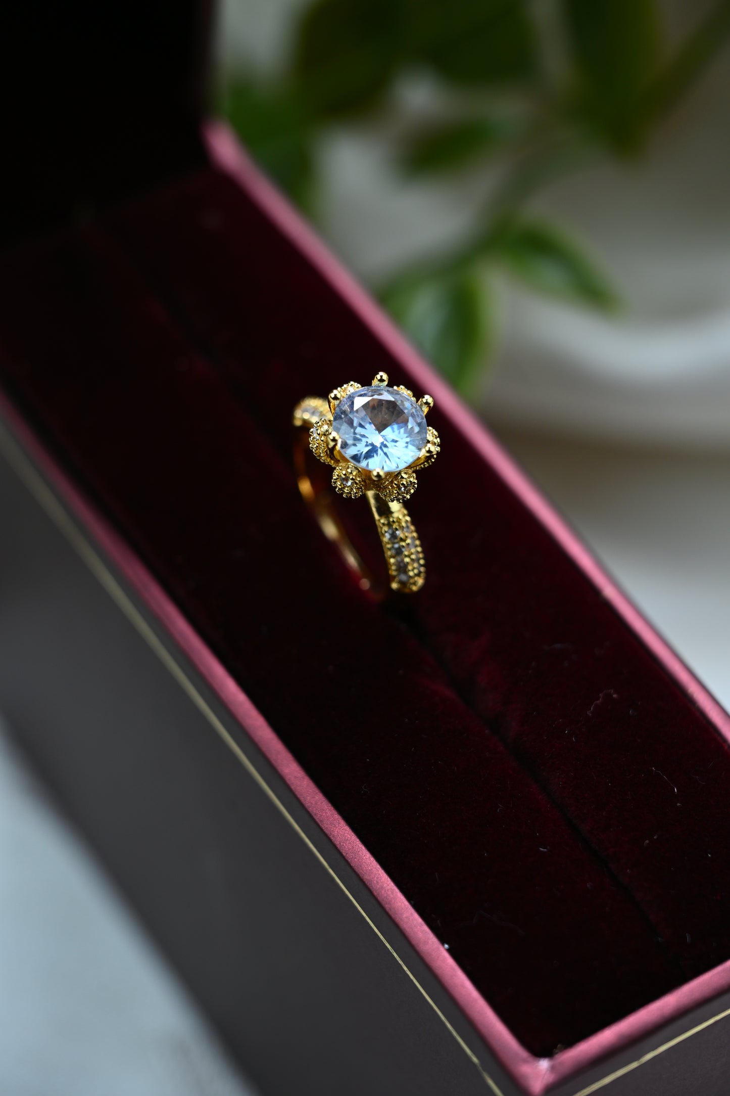 Elegant Solitaire Cubic Zirconia Ring with Pave Band