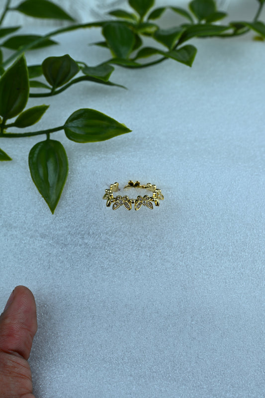 Floral Leaf Stainless Steel Ring