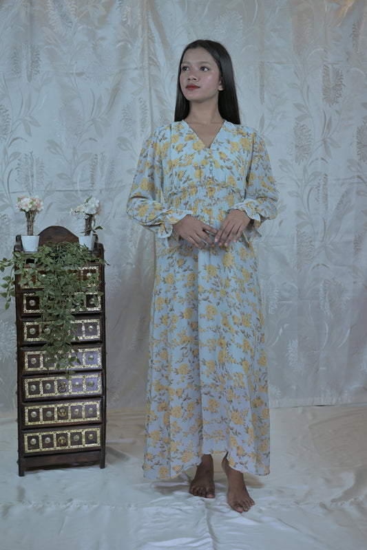 Meadow Bloom Chiffon Maxi Dress