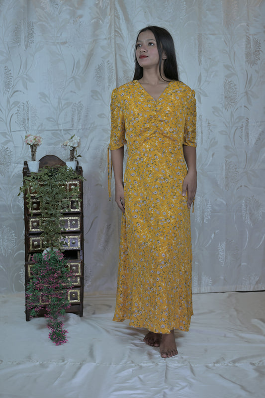 Sunlit Daisy Chiffon Dress
