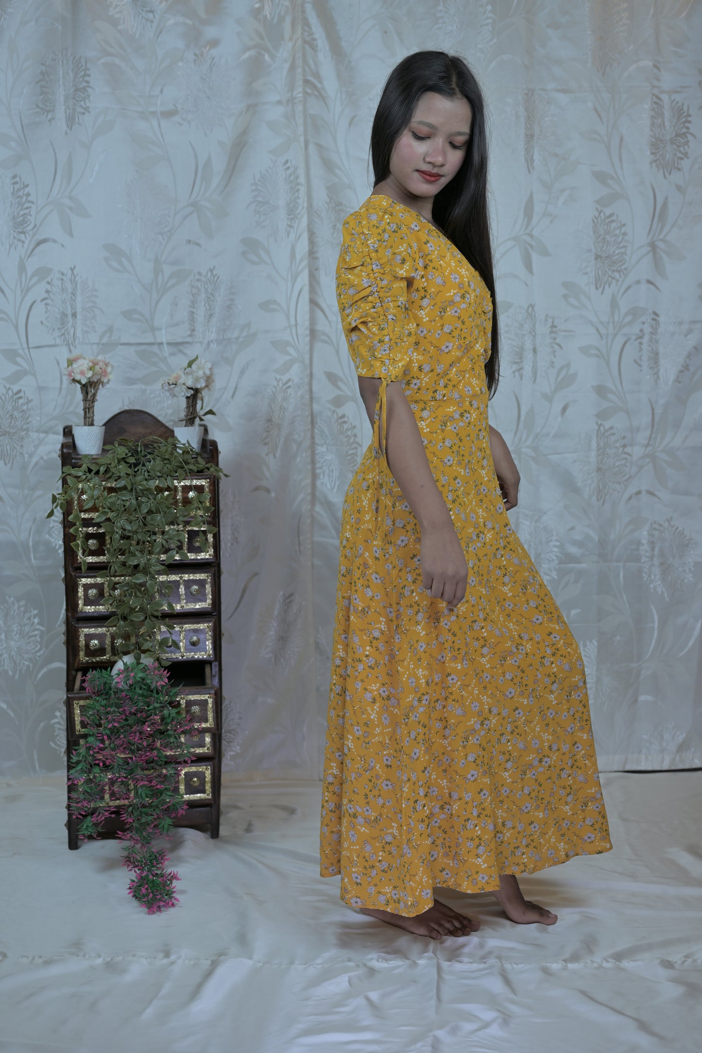 Sunlit Daisy Chiffon Dress