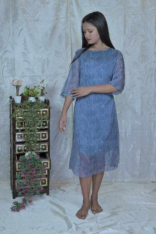 Twilight Mist Embroidered Dress