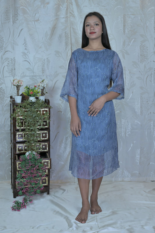 Twilight Mist Embroidered Dress