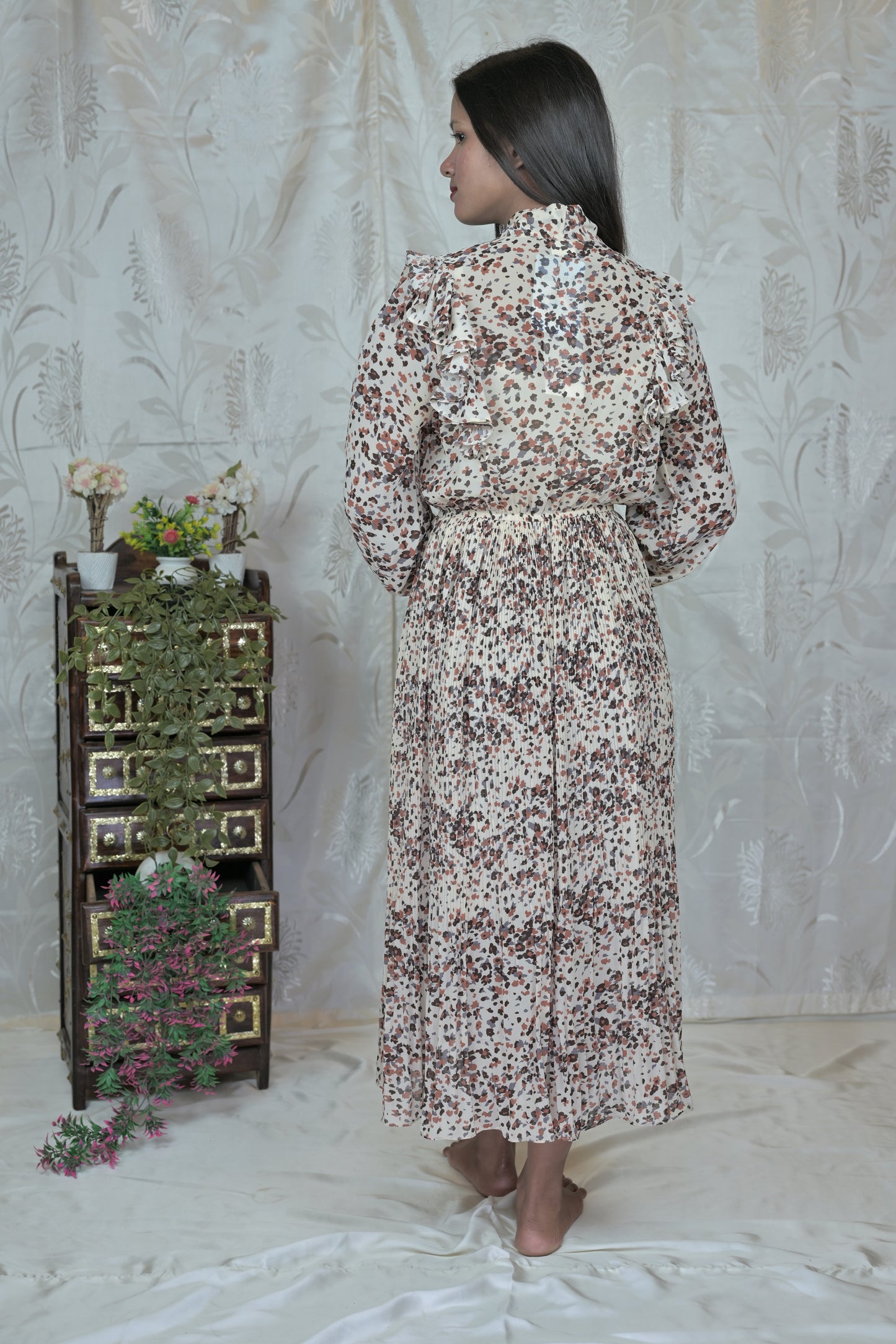 Autumn Petals Pleated Dress