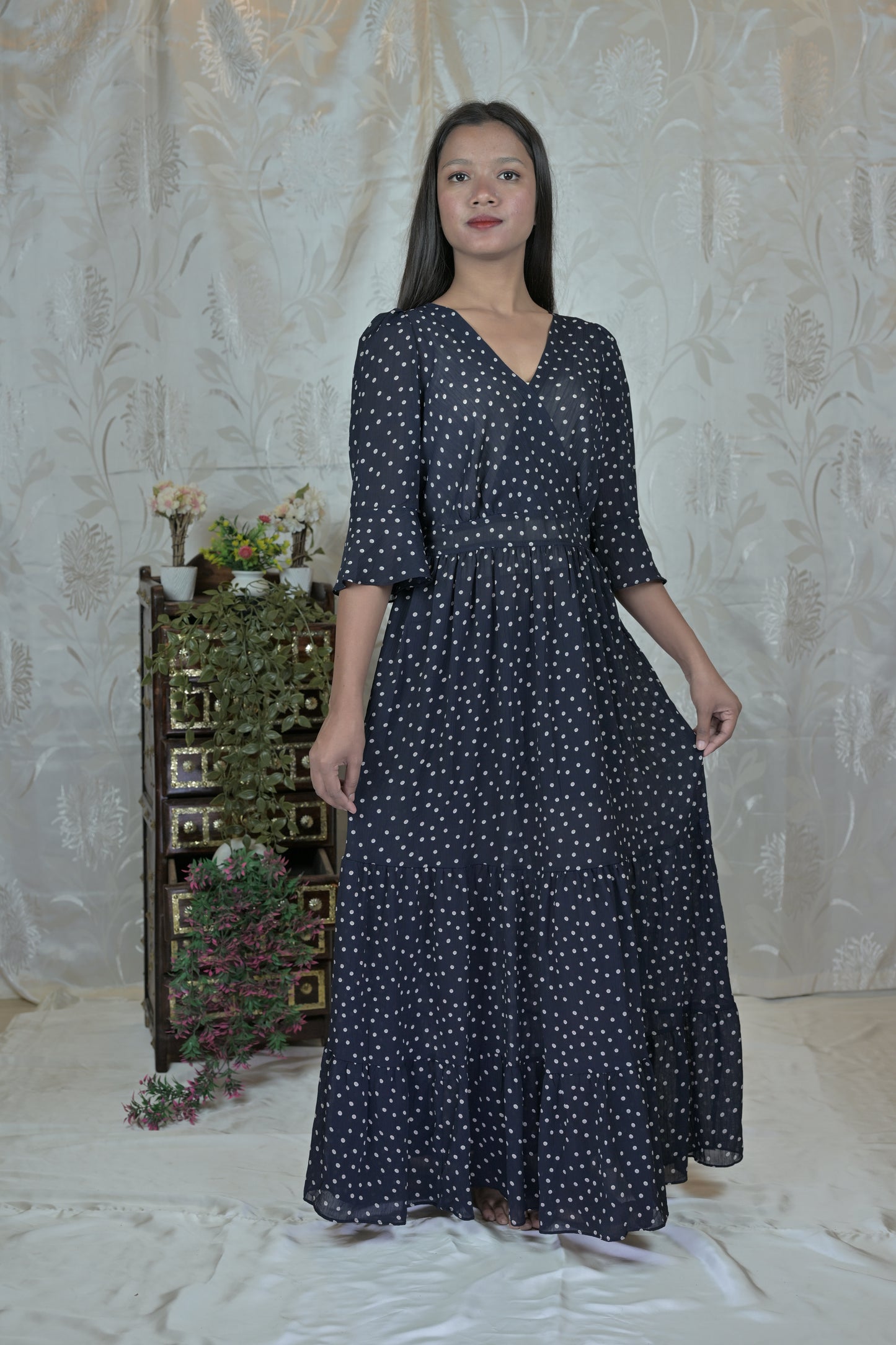 Midnight Dots Flare Dress