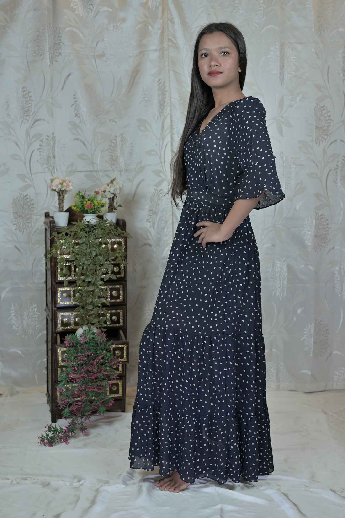 Midnight Dots Flare Dress