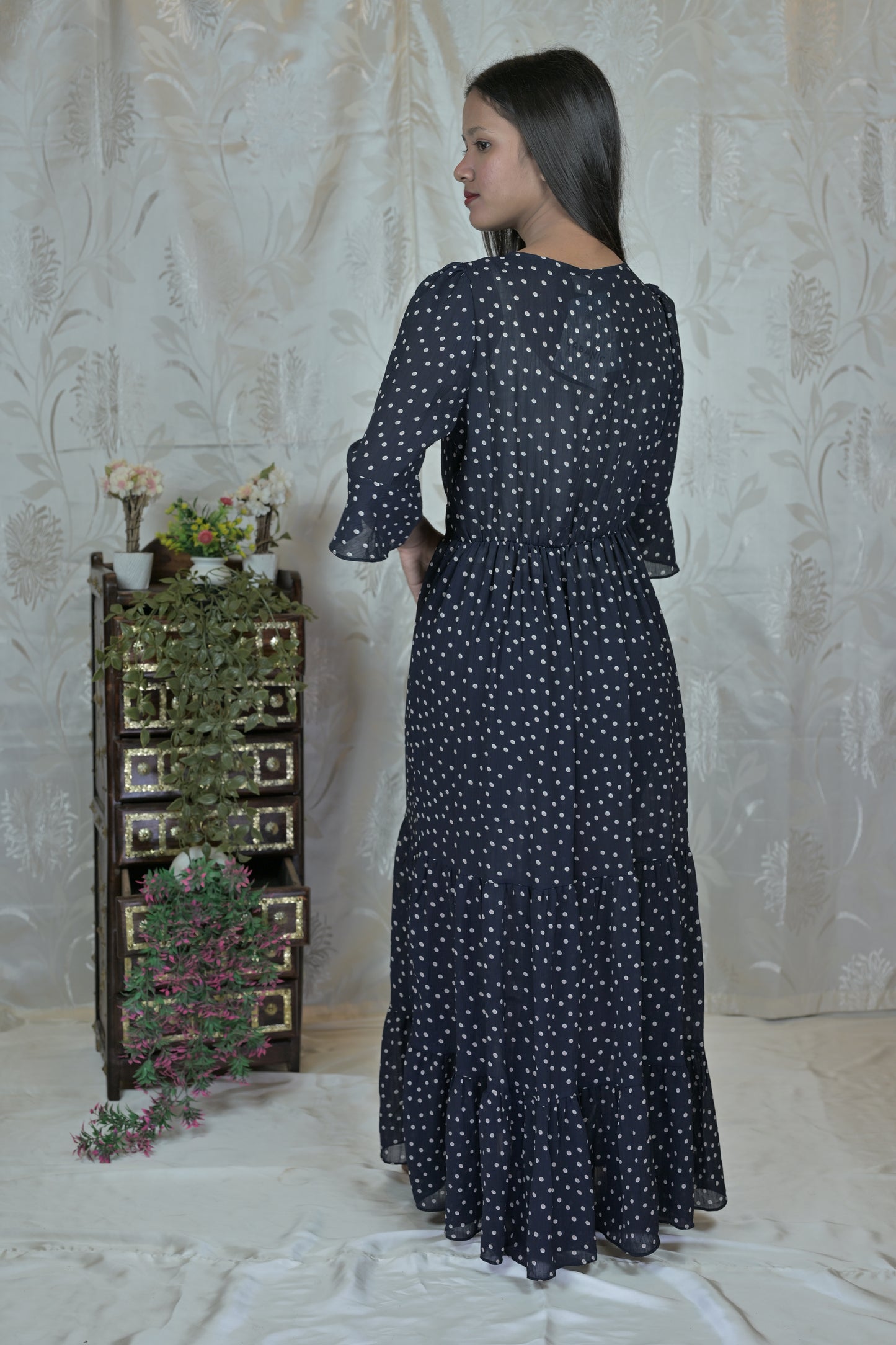 Midnight Dots Flare Dress