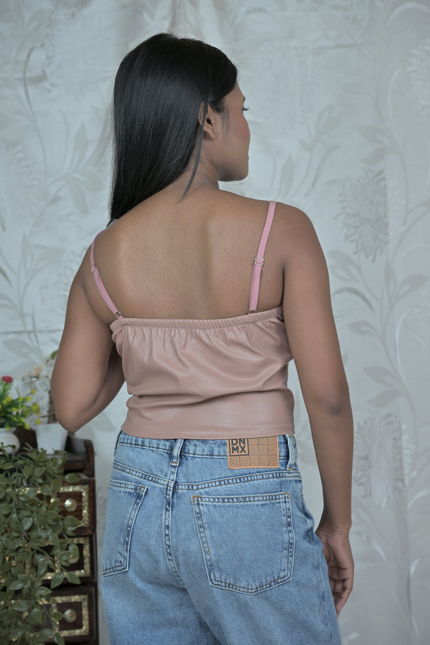Blush Pink Faux Leather Corset Top