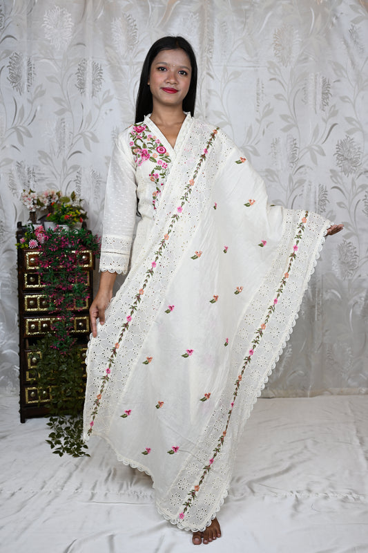 Vibrant Bloom White Kurta Set