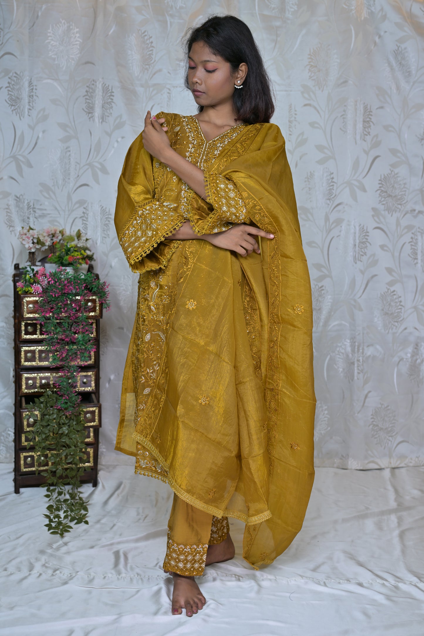 Gold Crush Embroidered Suit Set