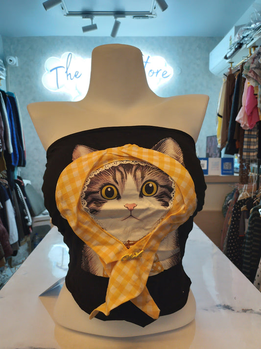 Mischief Mew" Kitten Graphic Tube Top