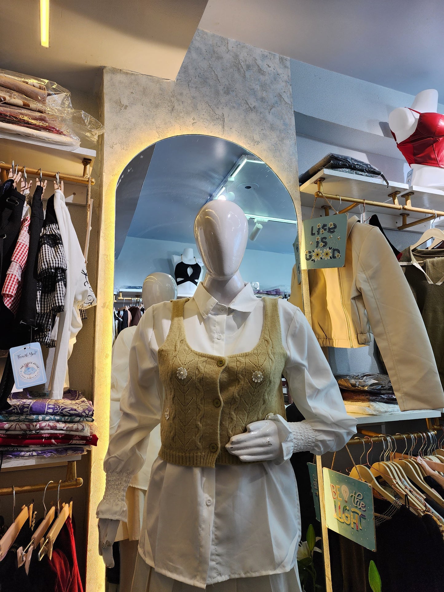 Daisy Bloom" Layered Knit Vest & Shirt Ensemble