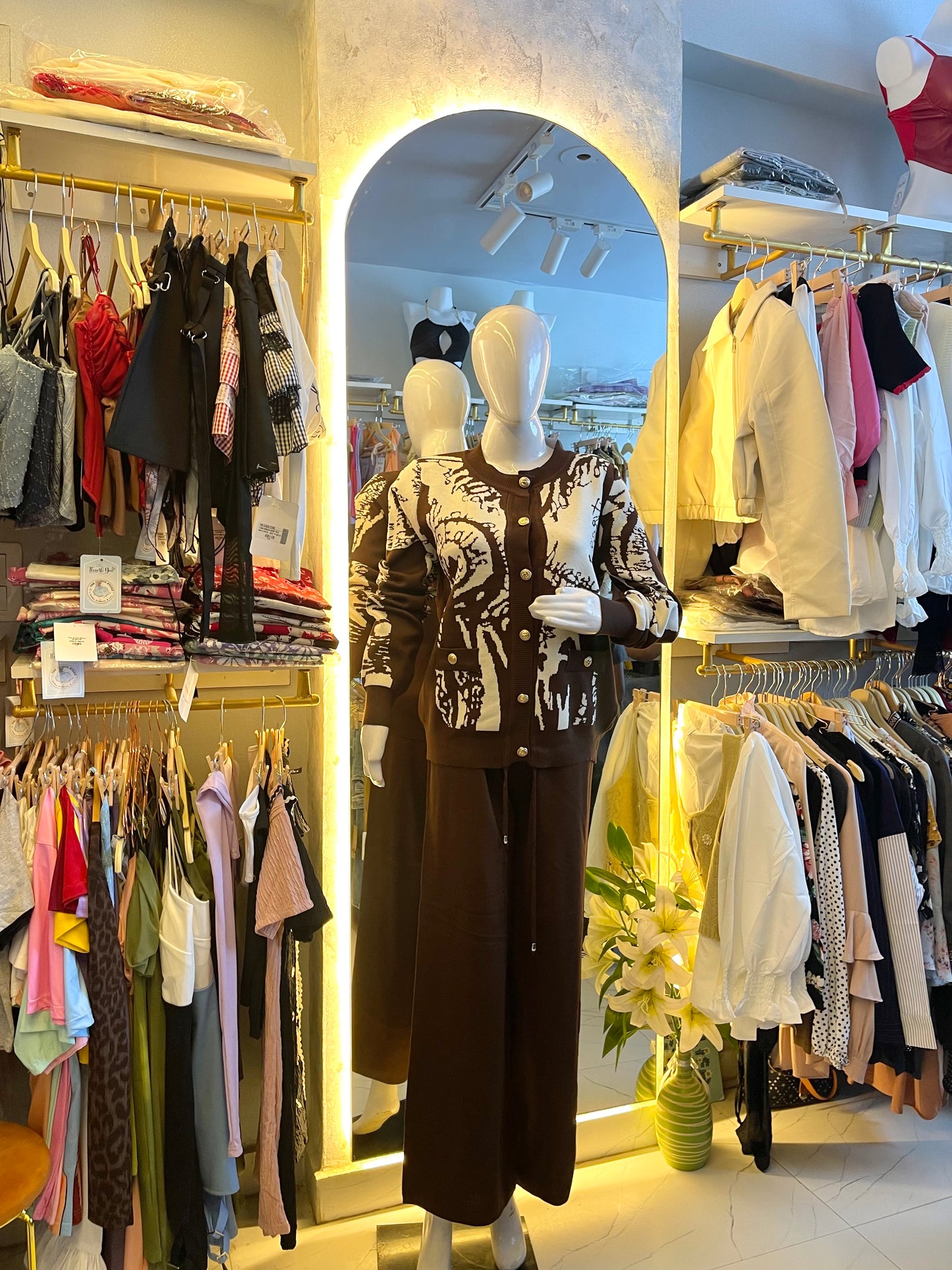 Alpine Luxe" Beige Jacquard Knit Co-ord Set