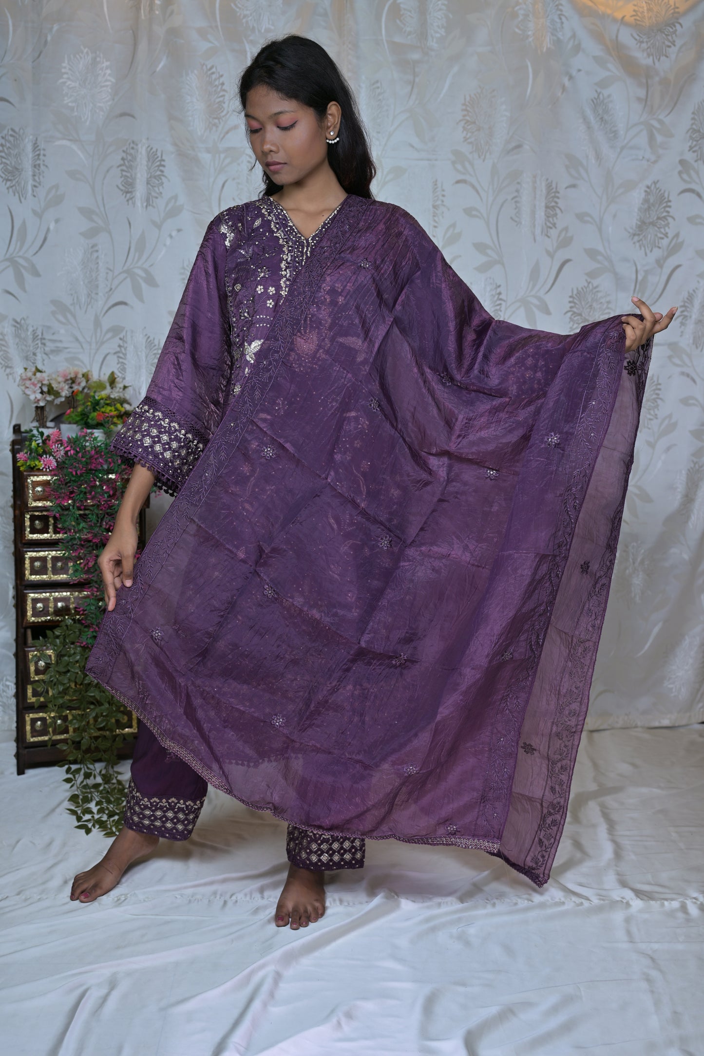 Gold Crush Embroidered Suit Set