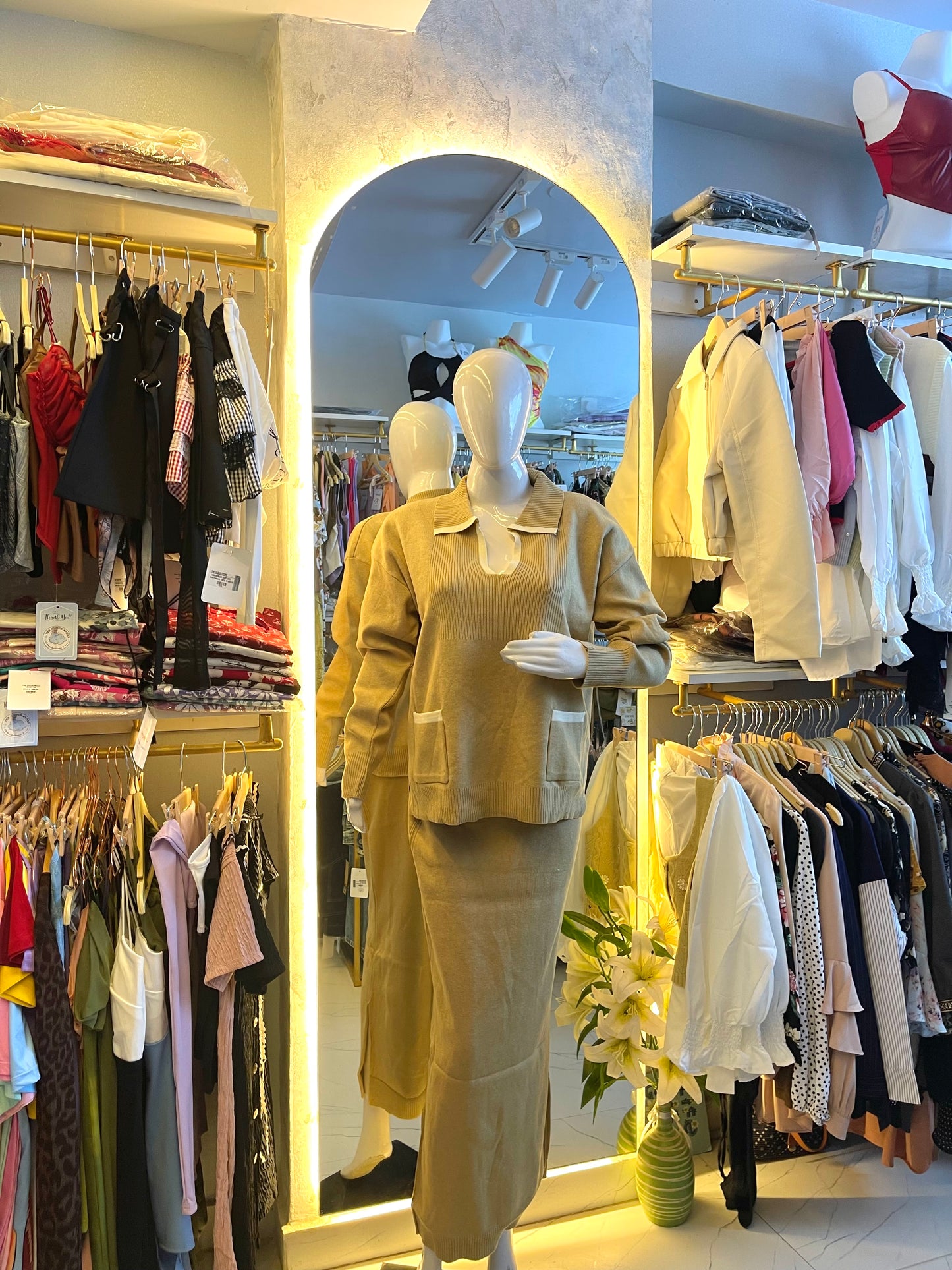 Ivy League" Olive Green Knitted Sweater & Skirt Set