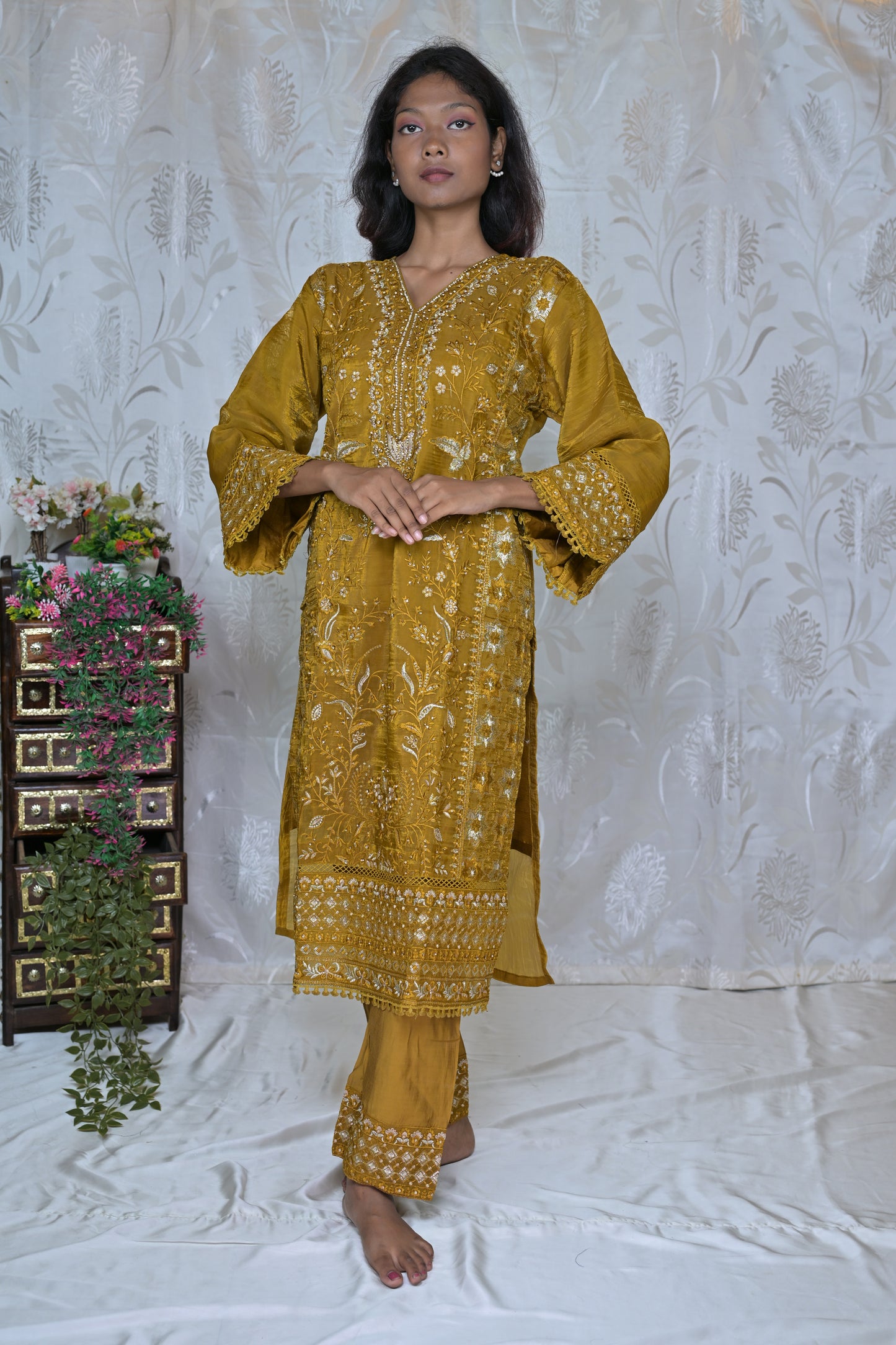 Gold Crush Embroidered Suit Set
