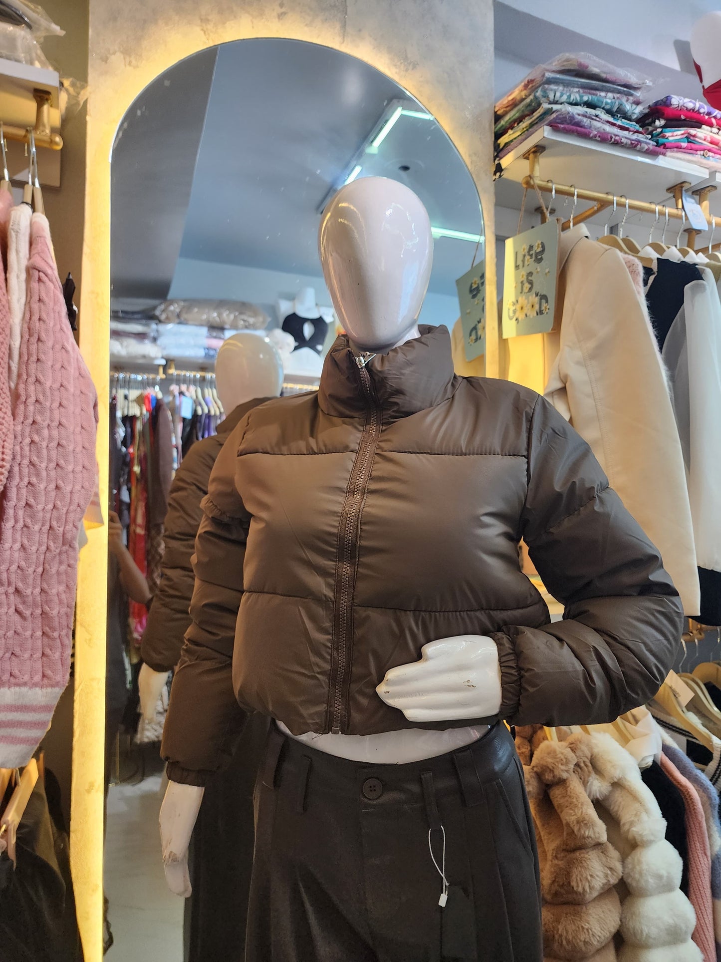 Quilted Crop Puffer Jacket