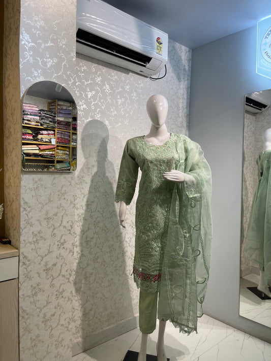 Mint Green Embroidered Kurta Set