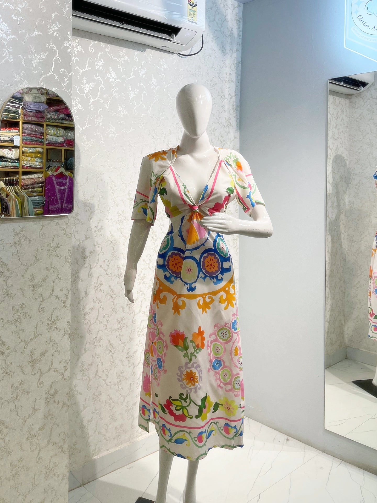 Printed Cotton knot style Dress