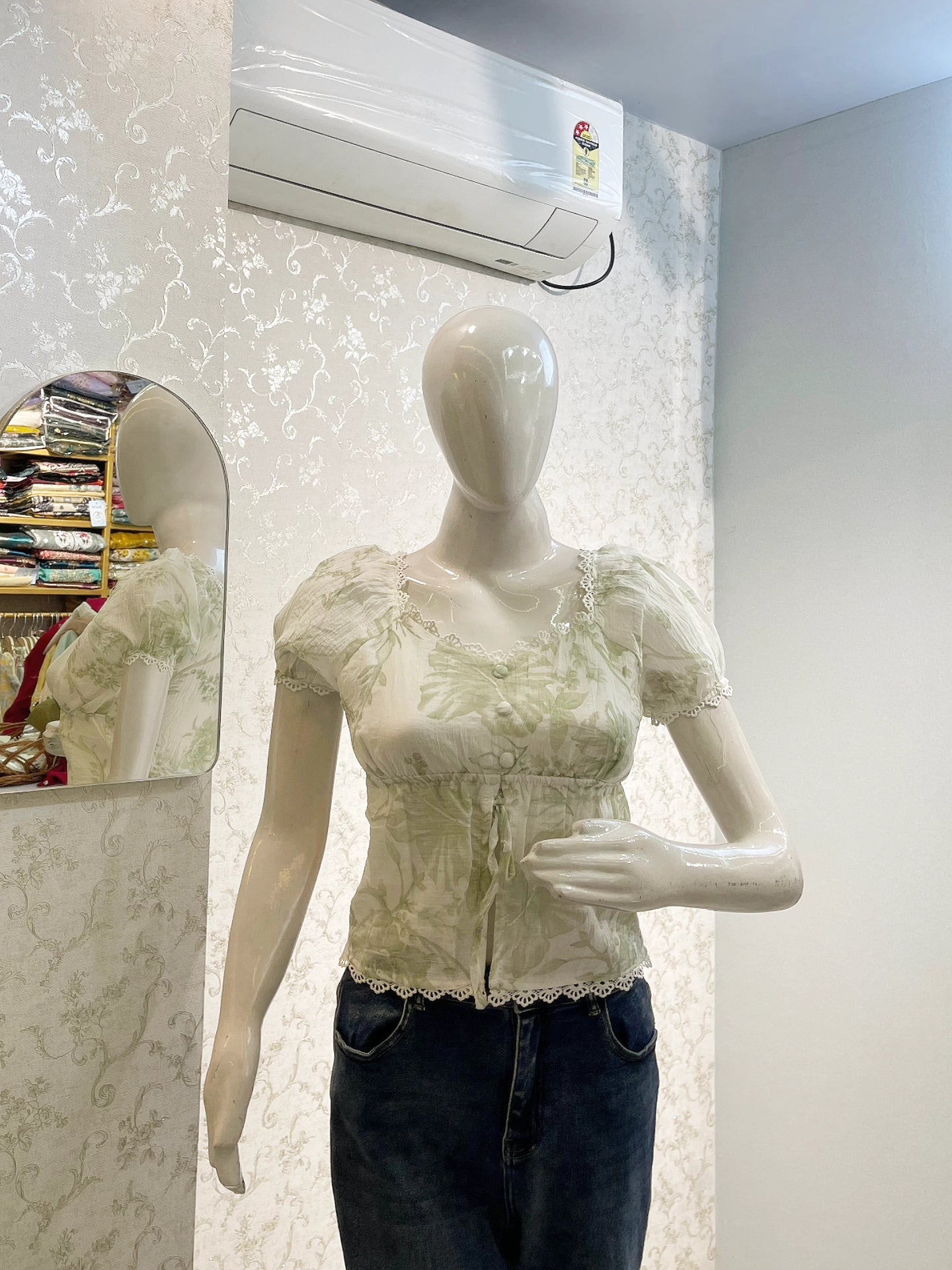 Peony Garden Lace-Trimmed Milkmaid Top