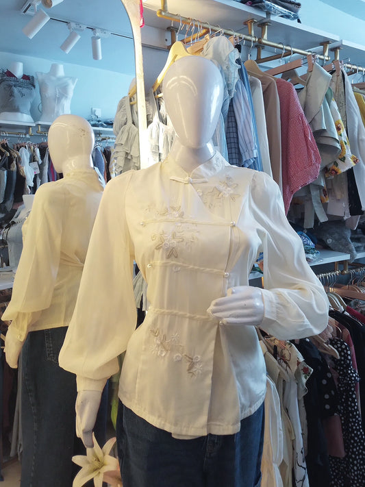 Elegant Chinese Collar Satin Top