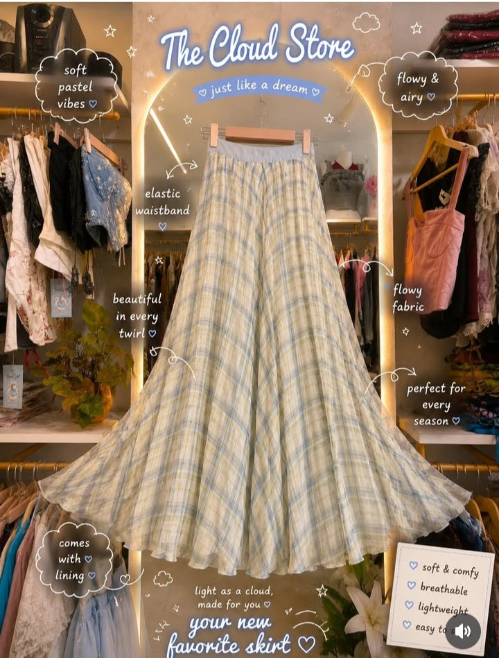 Pastel gingham printed skirts
