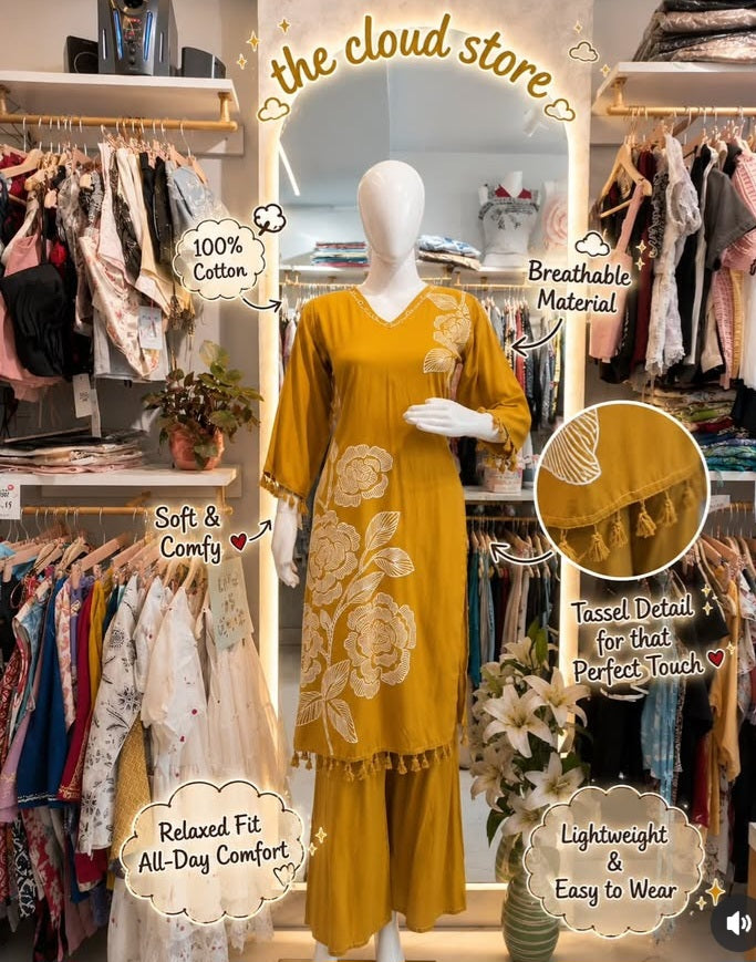 Mustard Yellow Floral Printed Co-ord Set