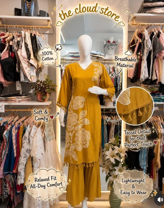 Mustard Yellow Floral Printed Co-ord Set