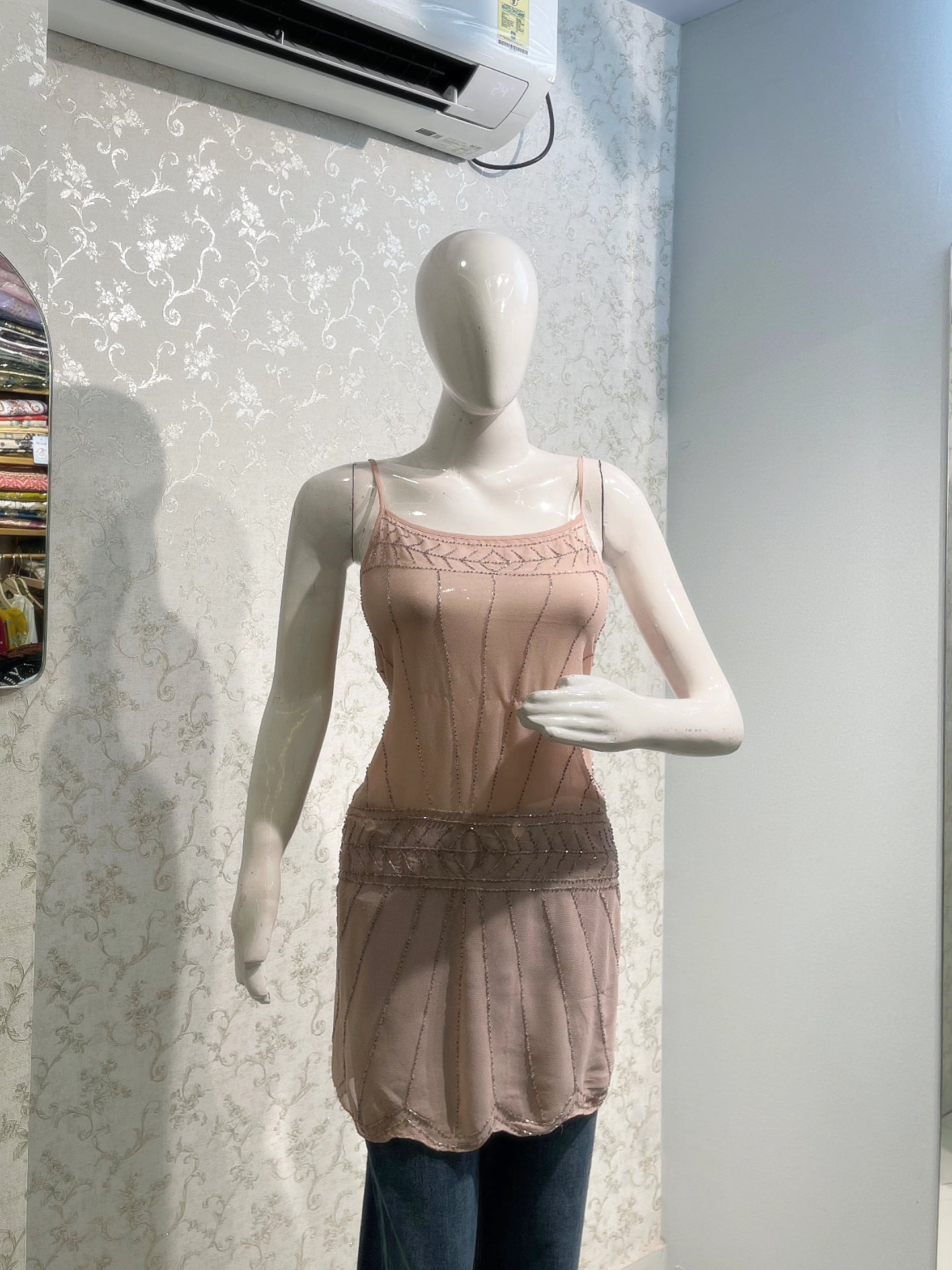 Pink Beaded Flapper-Style Camisole Top