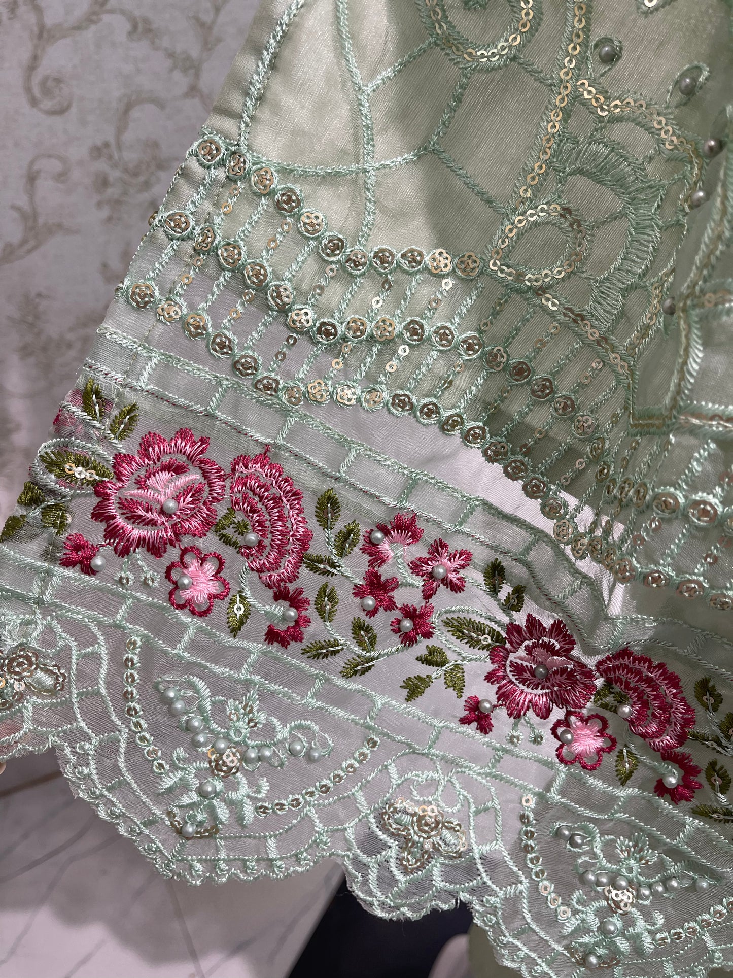 Mint Green Embroidered Kurta Set