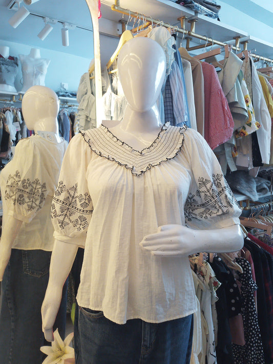 Embroidered Cotton Flowy Top
