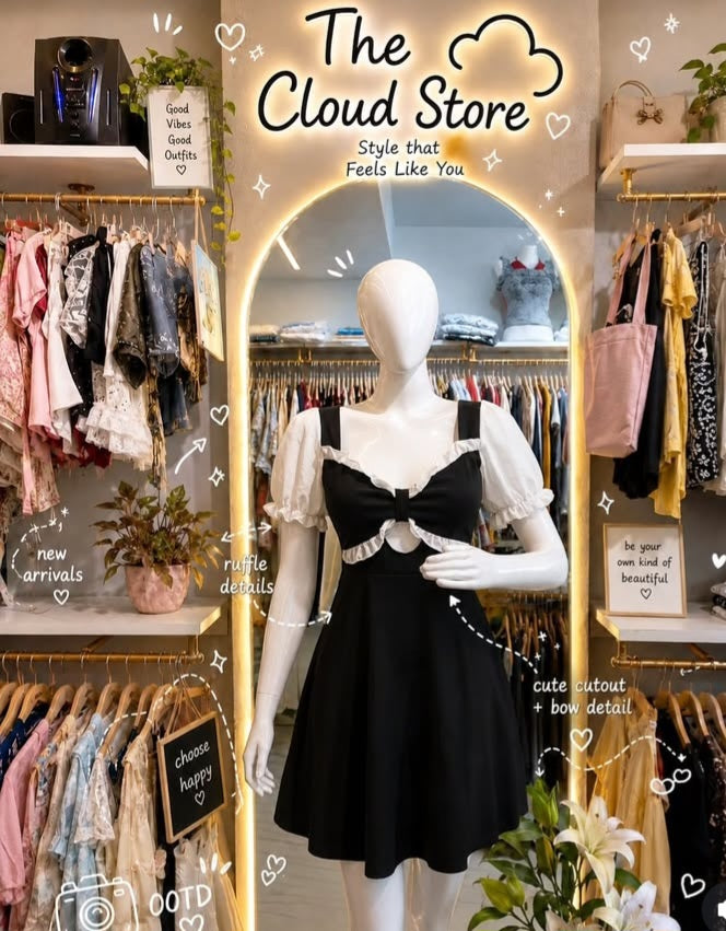 Contrast Bow Cutout Korean Short Dress